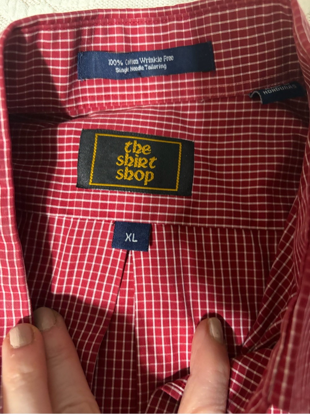 Shirt Shop Men's Red Check Button-Down Shirt Embroidered Logo Roll Tide Alabama - Picture 3 of 5